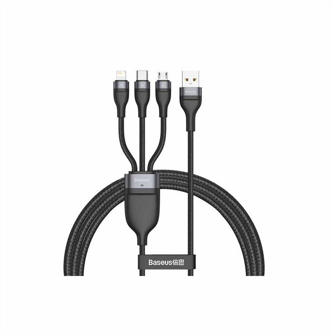 Baseus Flash Series One-for-Three Fast Charging Data Cable USB to M+L+C 66W (1.2m/3.9feet)